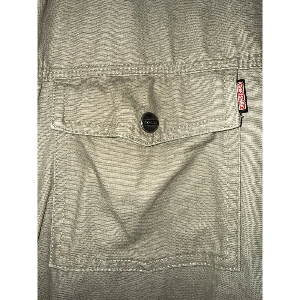 Craftsman Fleece Lined Work Jacket Snap Button Tan Canvas Men’s Size Large